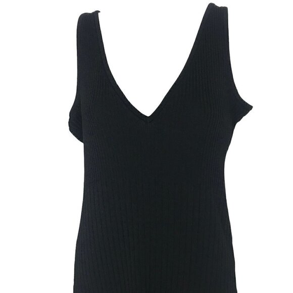 ARITZIA Babaton Black Ribbed Midi Summer Tank Dress Size M - Picture 3 of 7